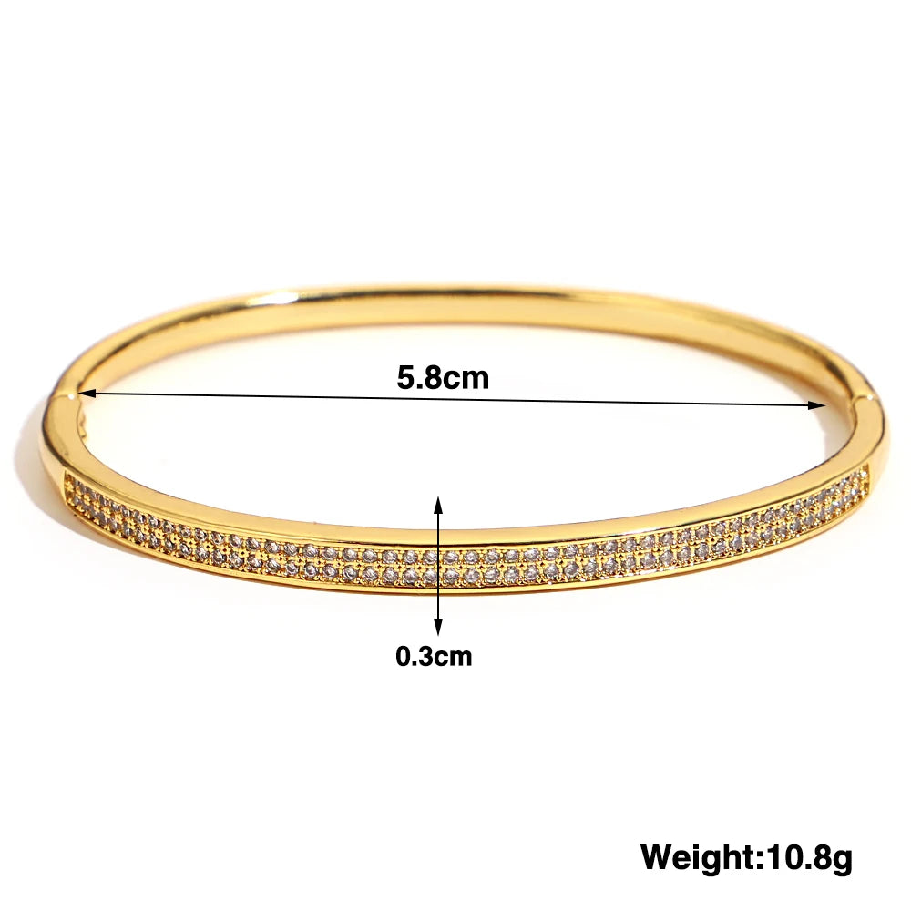 Cubic Zirconia Gold Stainless Steel Bangle