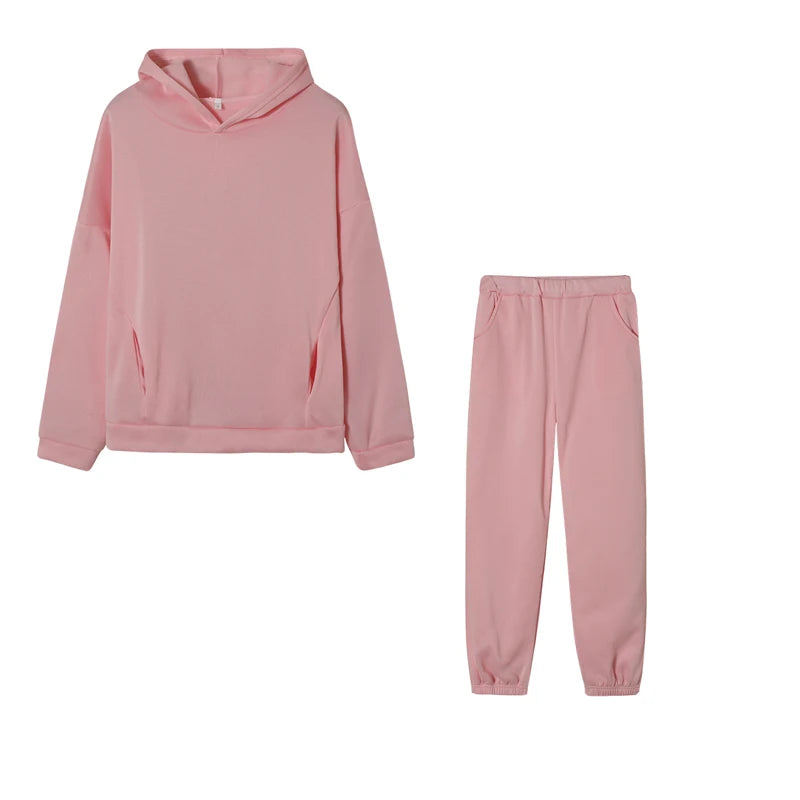 Monochrome Hooded Hoodie Set Casual European American Fashion 2-Piece Autumn Winter Hot Selling New Style