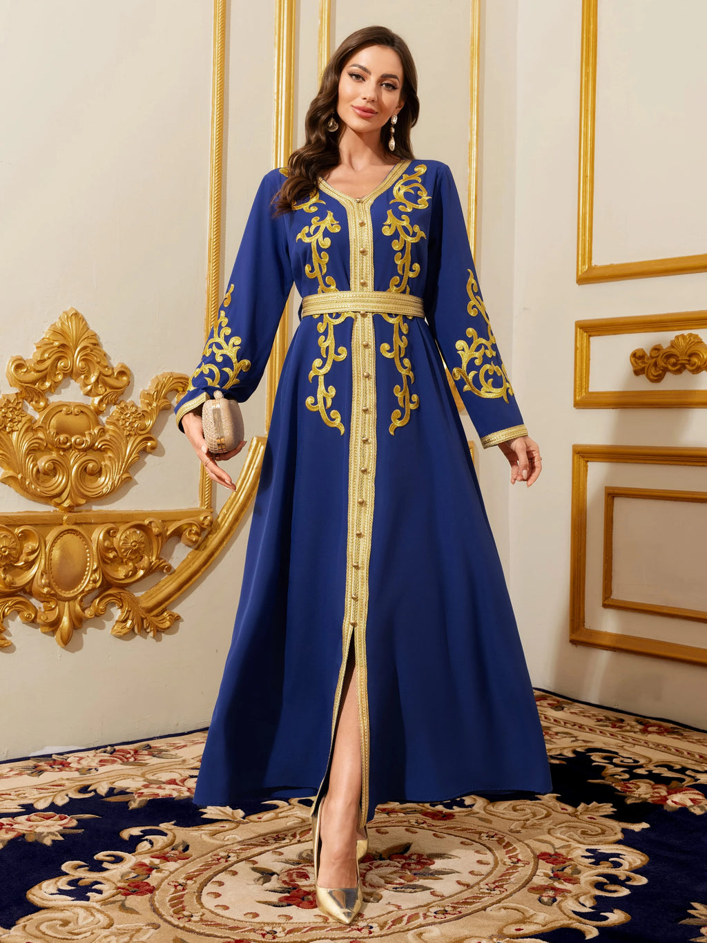 Gold Embroidered Moroccan Kaftan Abaya