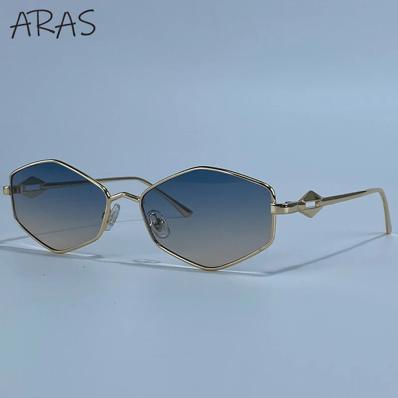 New Vintage Fashion Hexagon Sunglasses Women 2026 Luxury Brand Sexy Punk Rhombus Sun Glasses For Lady Metal Frame Eyewear Shades