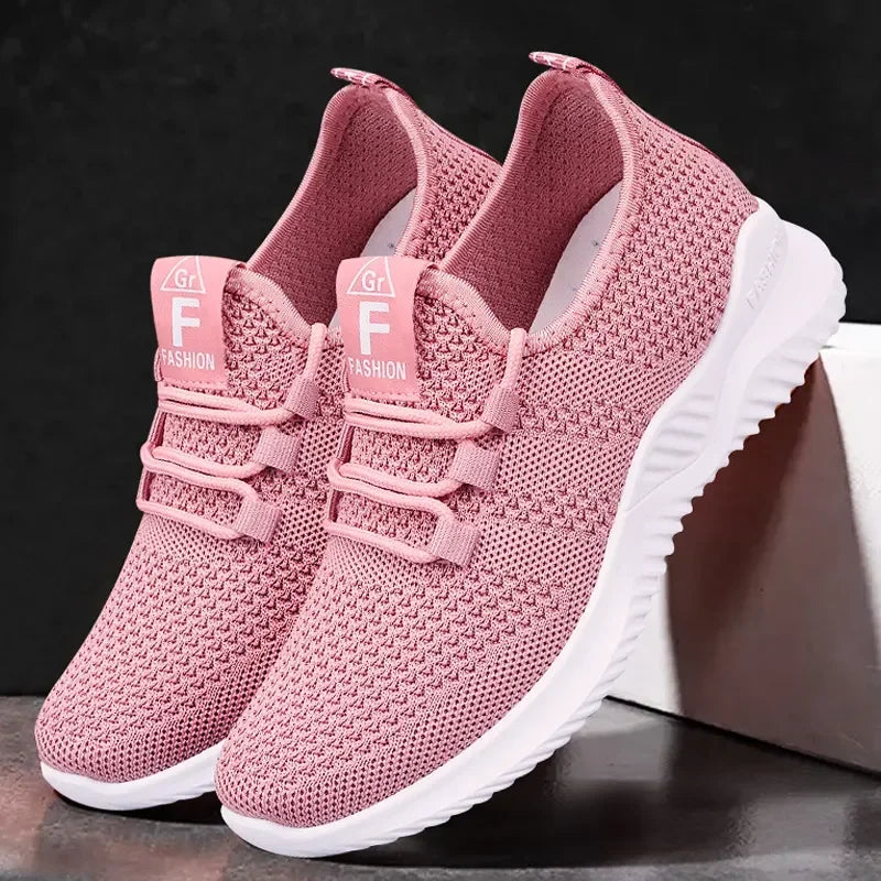 Women's Air Mesh Flats – Lightweight Lace-Up Casual Shoes