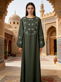 Black Abaya with White Bow Embroidery