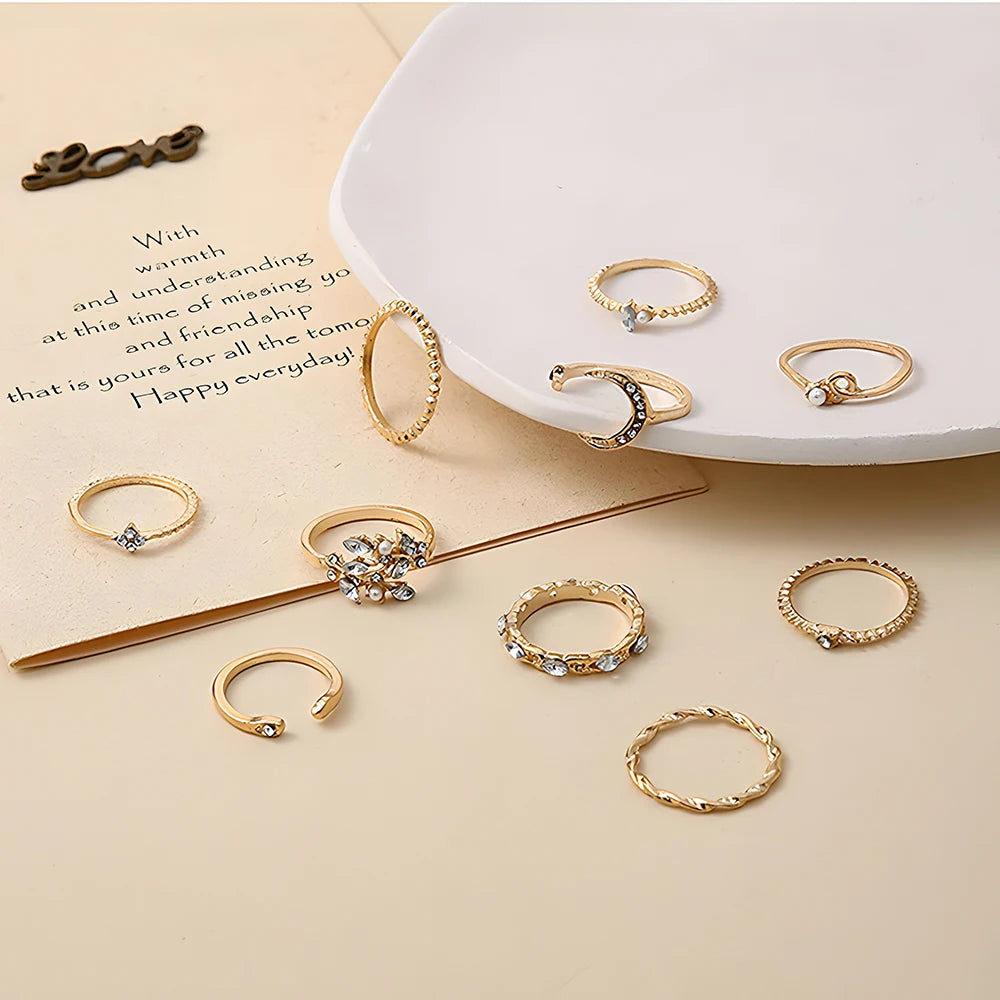 10Pcs Celestial Moon Ring