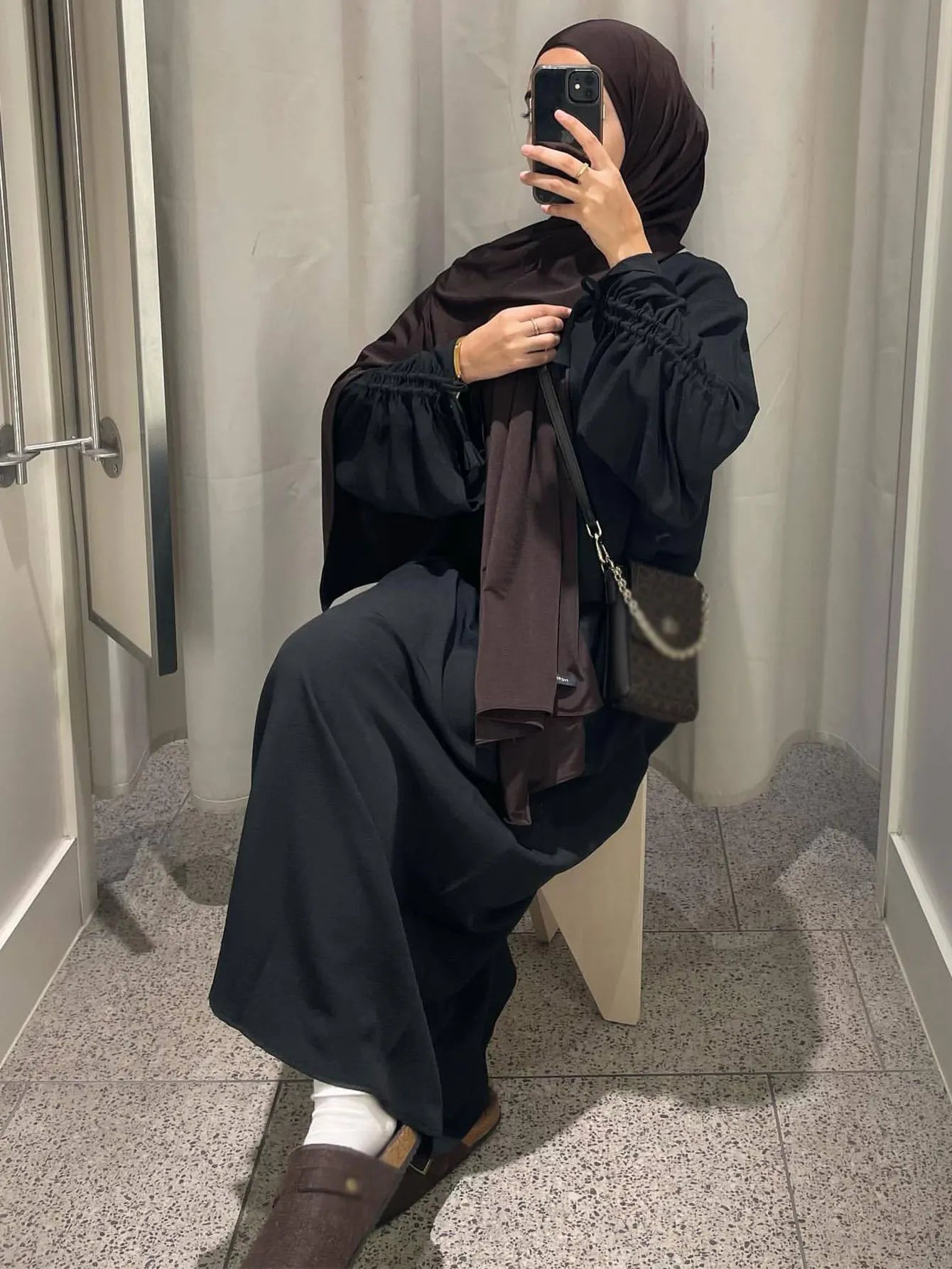 Lace-Up Sleeve Modest Abaya Kaftan Dress