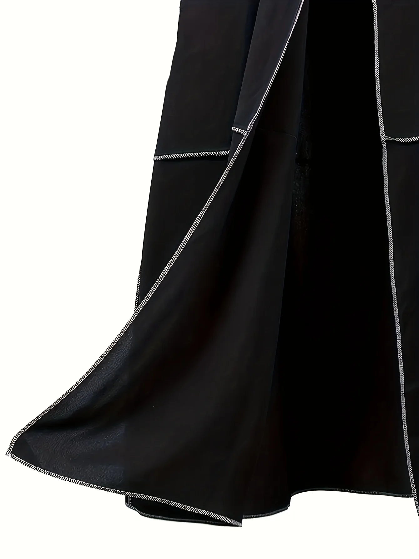 Contrast Lace-Up Trumpet Sleeve Maxi Dress
