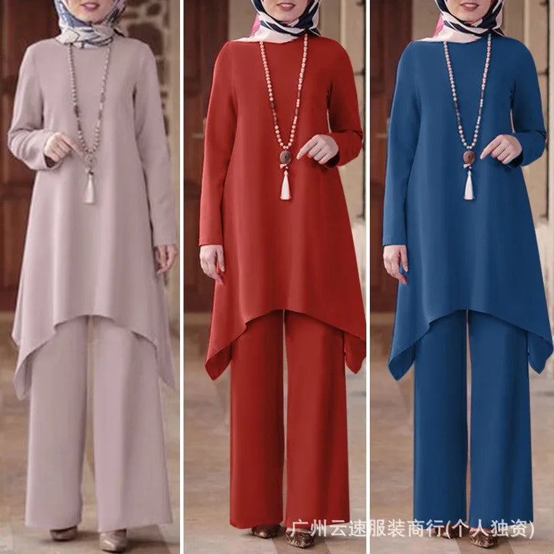 Eid Kaftan Abaya & Wide Leg Pants Set