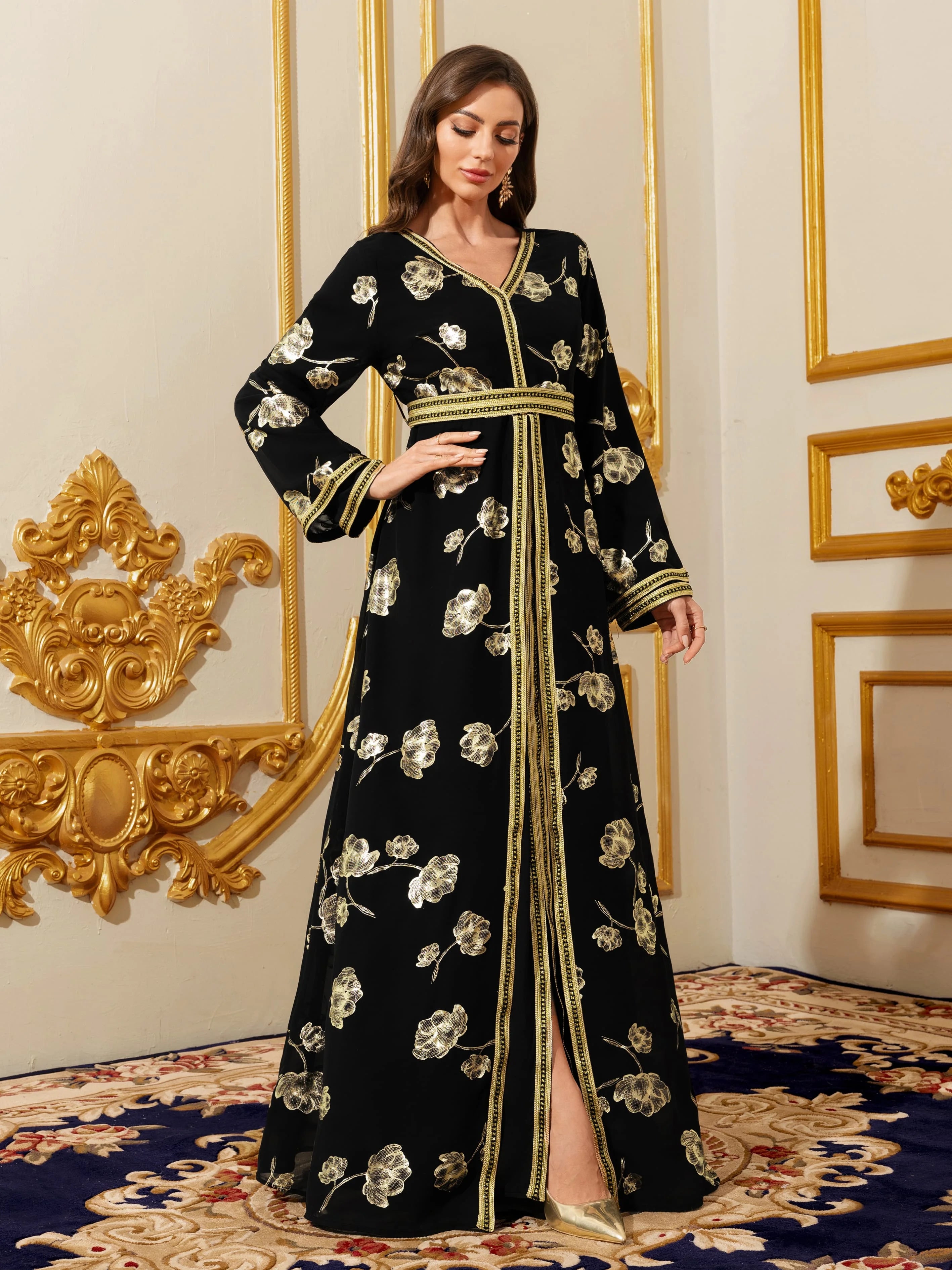 Moroccan Floral Maxi Kaftan Abaya