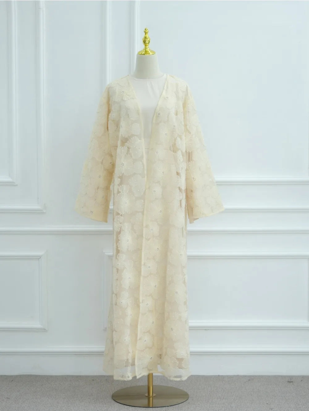 Beading Flower Cardigan Abaya Dress