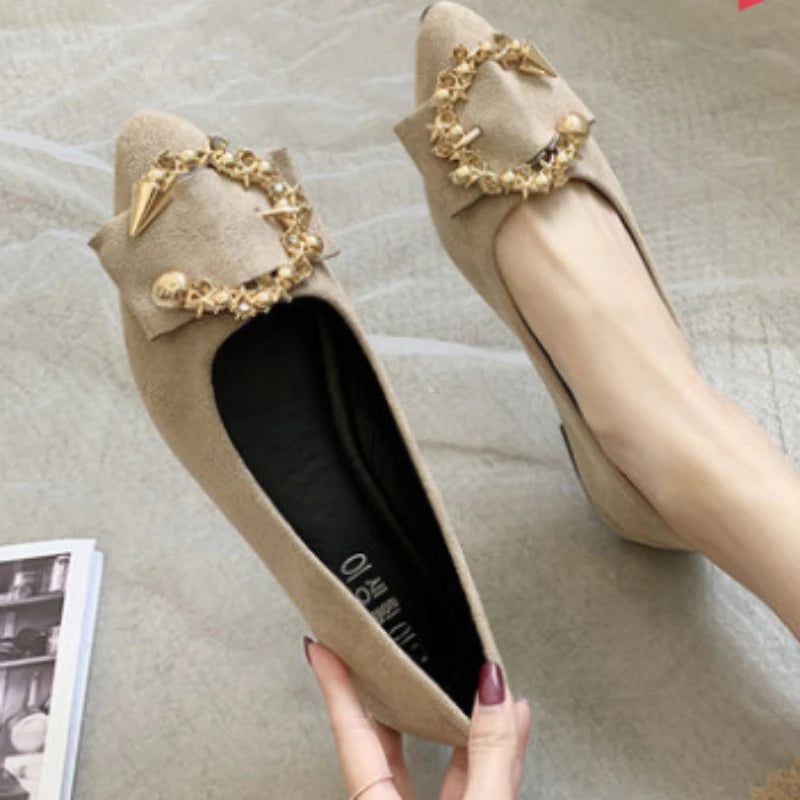 Pointed Toe Metal Detail Women's Shoes
