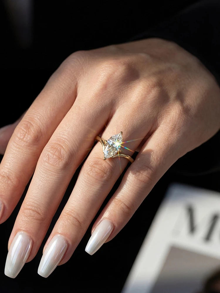 Radiant Teardrop Moissanite Ring