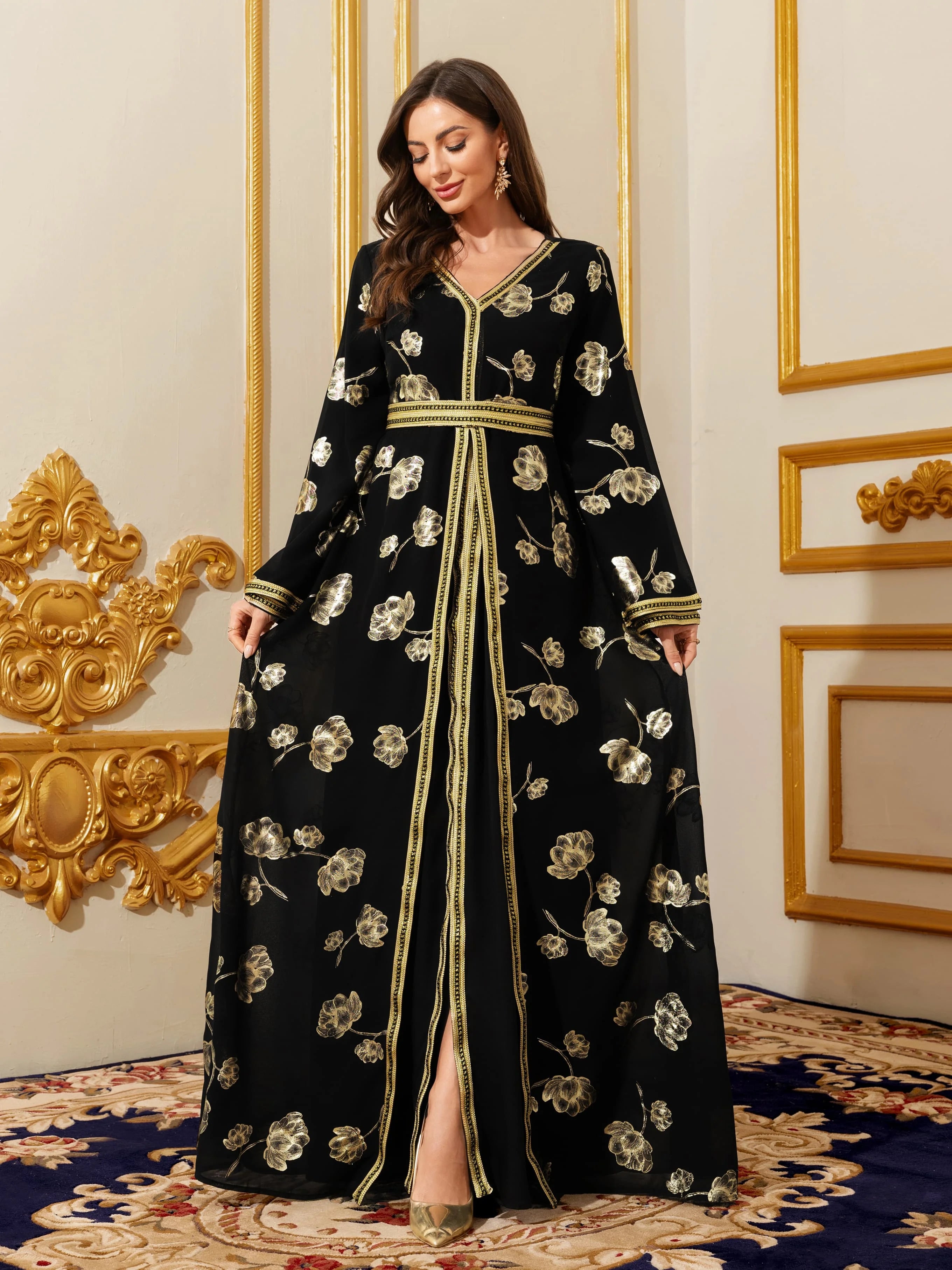 Moroccan Floral Maxi Kaftan Abaya