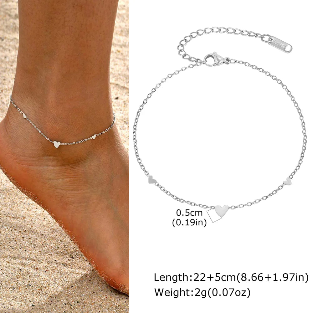Gold Plated Heart Anklet Bracelet