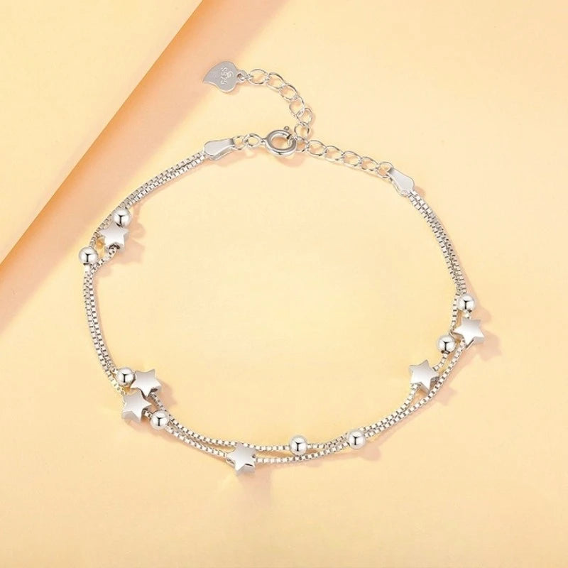 925 Sterling Silver Multi-Layer Beads Necklace & Bracelet Set