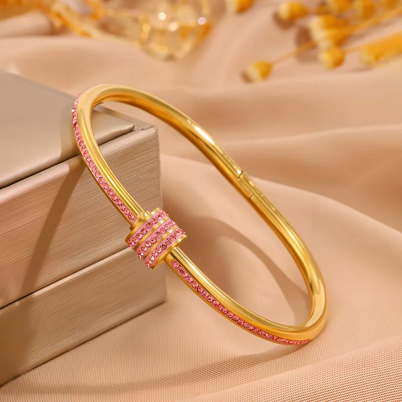 Zirconia Stainless Steel Bangle Set