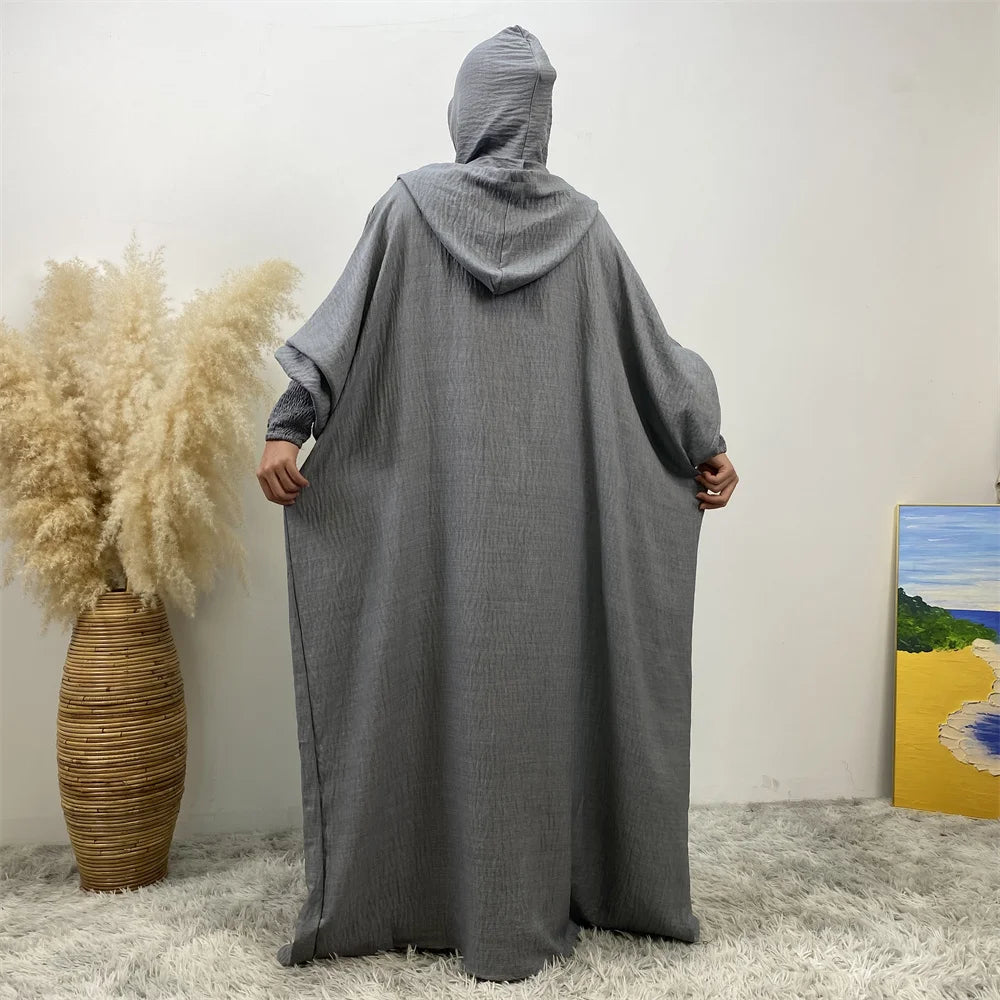 Hooded Batwing Sleeve Abaya Robe