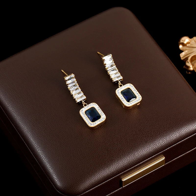 White Zirconia Drop Dangle Earrings