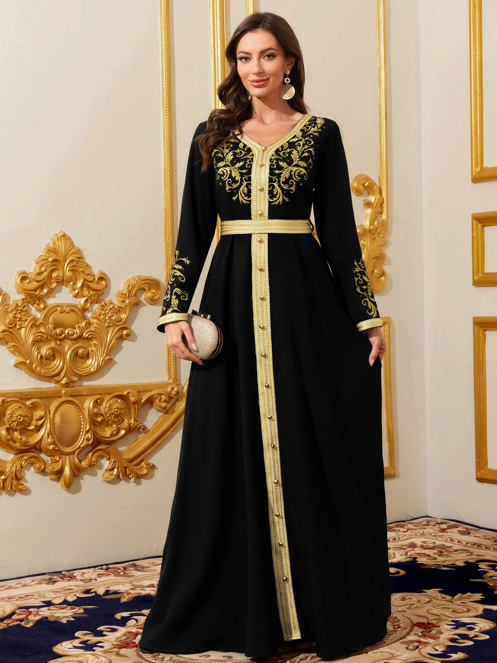 Gold Embroidered Islamic Evening Gown