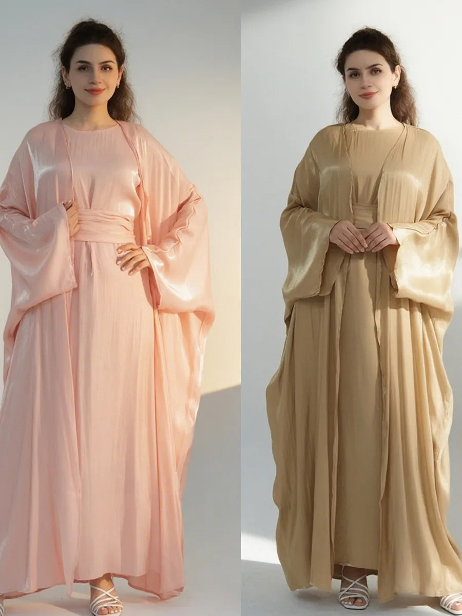Arabic Kimono Cardigan Abaya Set