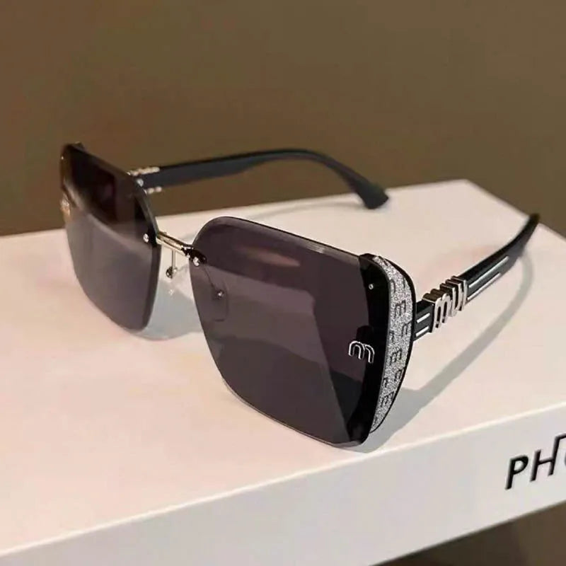 QVQV Luxury Designer Square Sunglasses Women High Quality Letters Sun Glasses Ladies Vintage Trendy Driving Eyewear Gafas De Sol