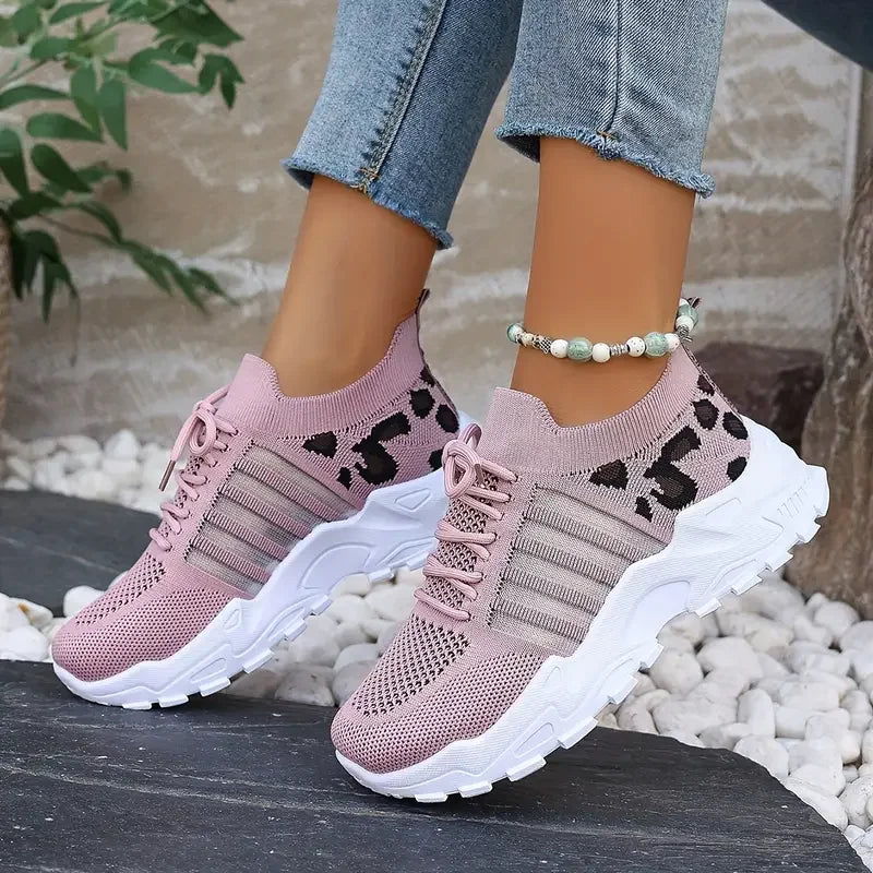 Women's Leopard Print Canvas Sneakers – Slip-On Casual Shoes