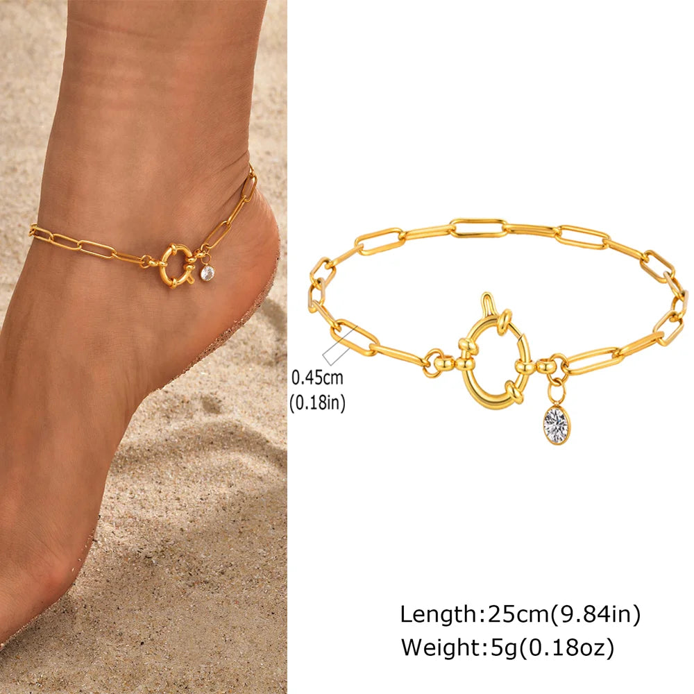 Gold Plated Heart Anklet Bracelet