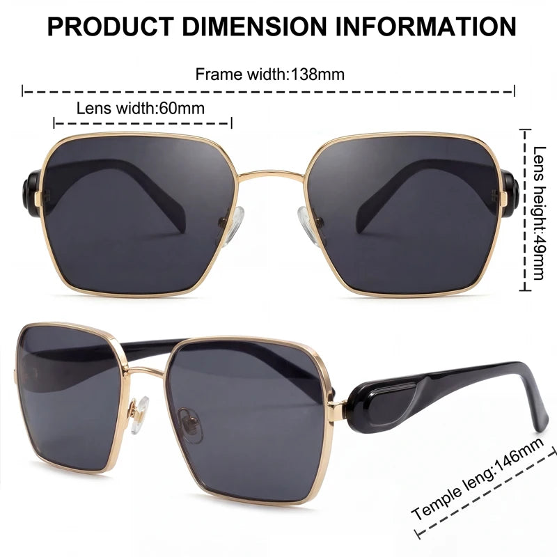 Oversized Square Sunglasses Women Big 2026 Luxury Designer Gradient Brown Sun Glasses Retro Female Travelling Eyewear Shades