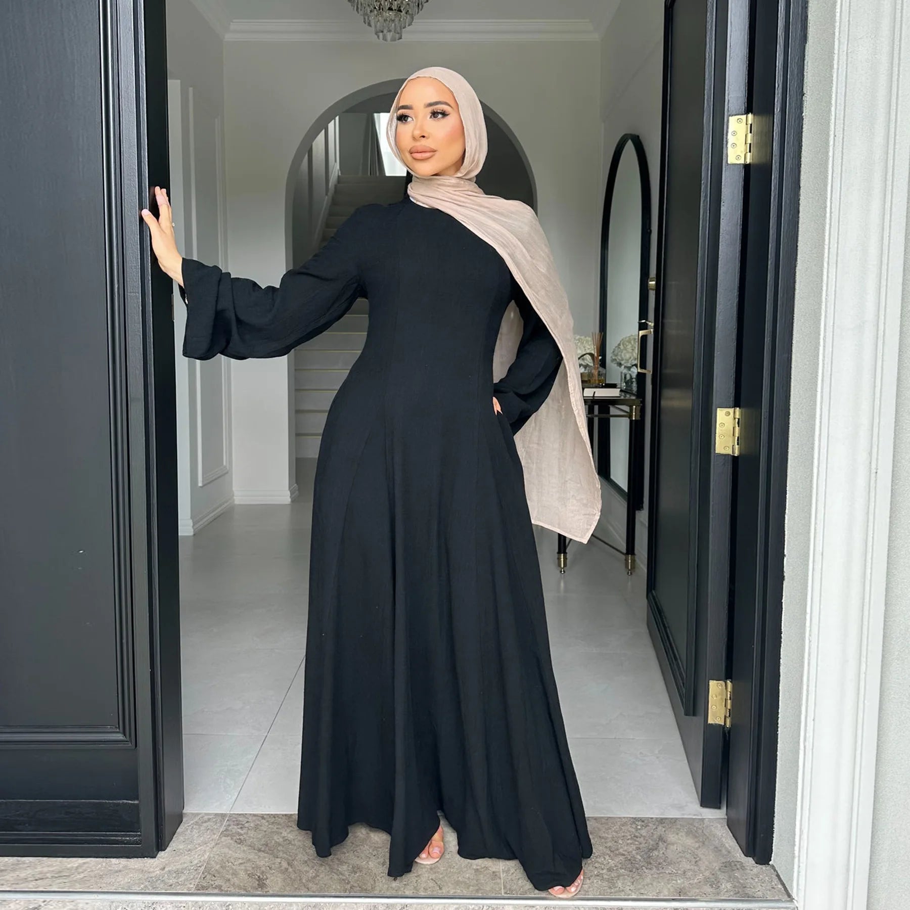 Plain Dubai Abaya Elegant Holiday Kaftan Dress