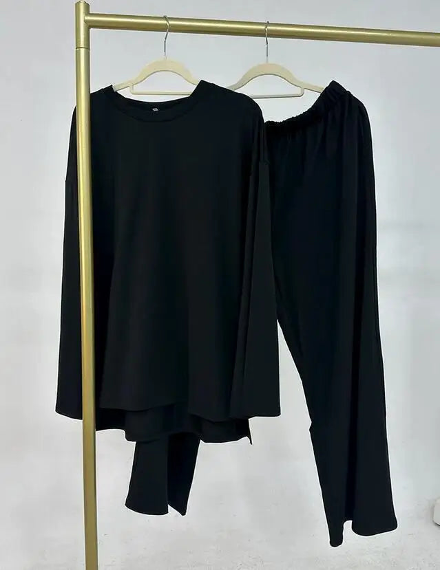 Muslim Long Sleeve Top & Pants 2-Piece Set
