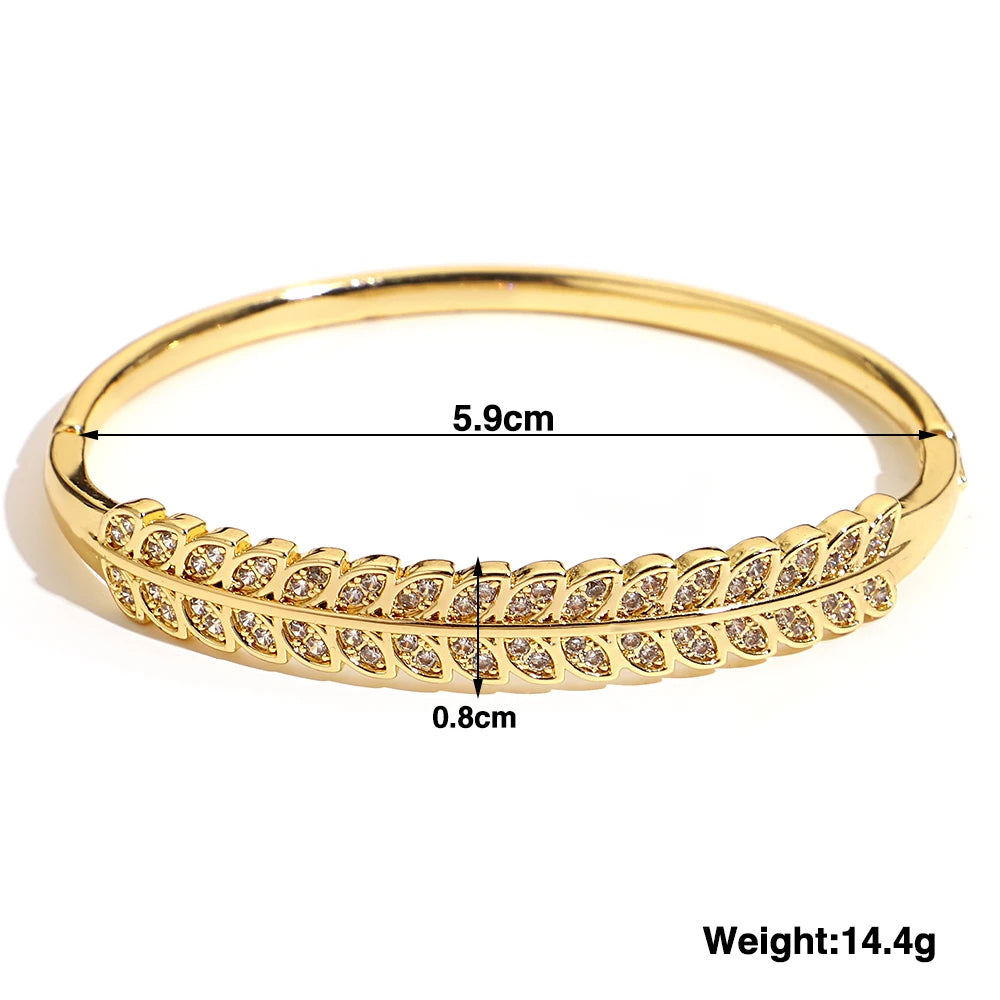 Cubic Zirconia Gold Stainless Steel Bangle