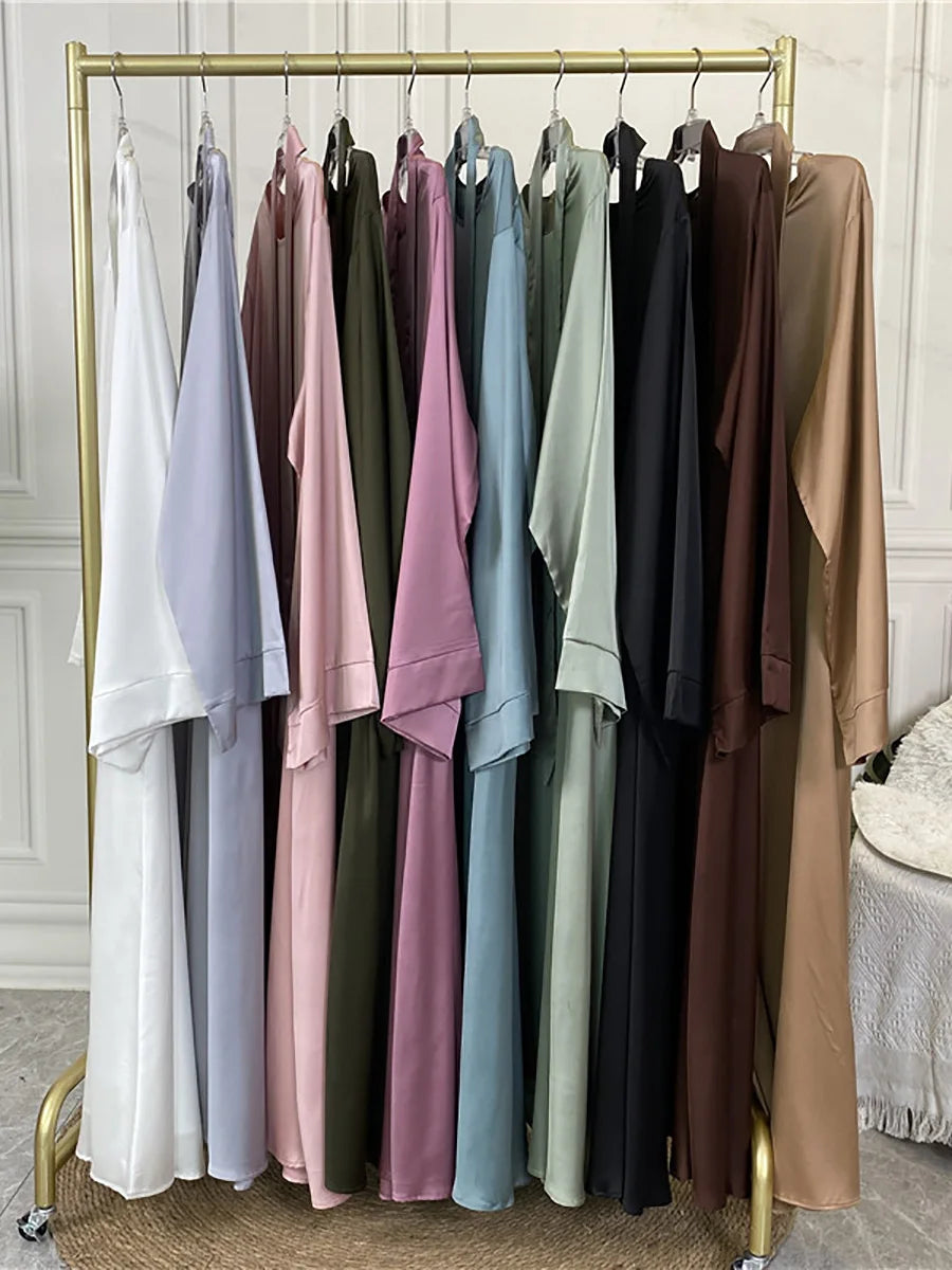Middle Eastern Satin Long Abaya Dress