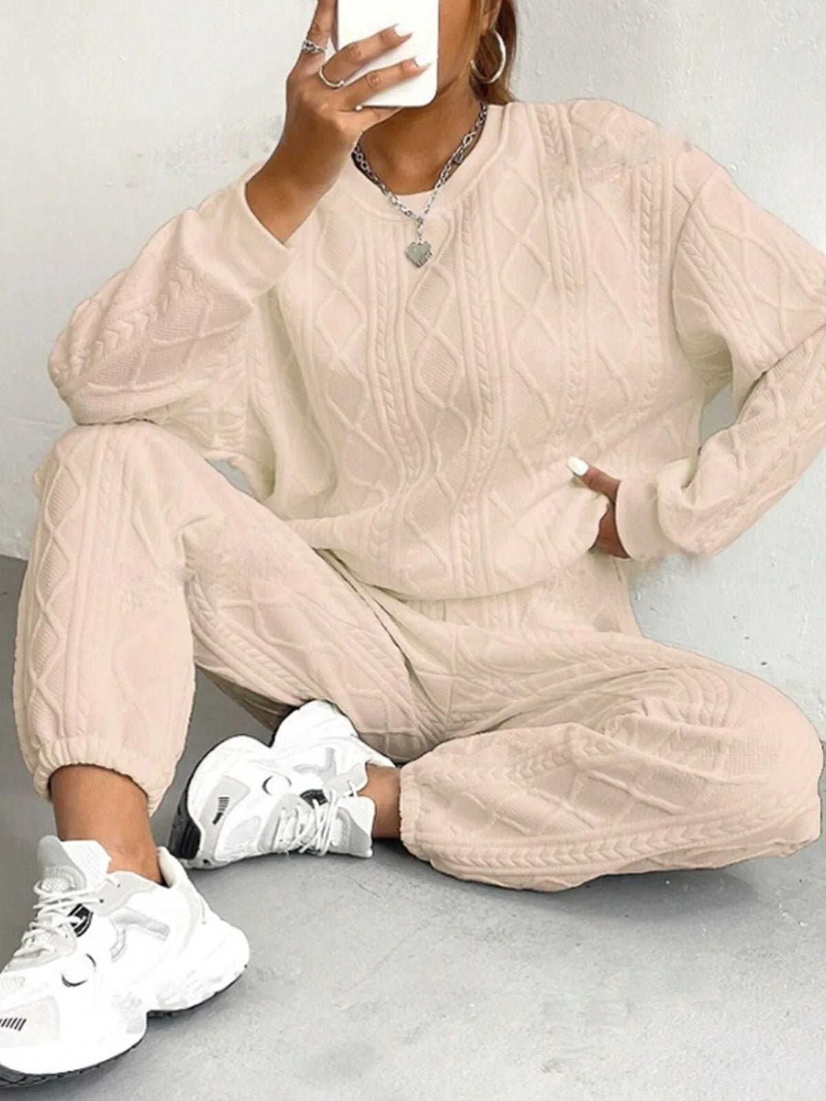 Women's Knit Streetwear – Casual Autumn/Winter Sports Style