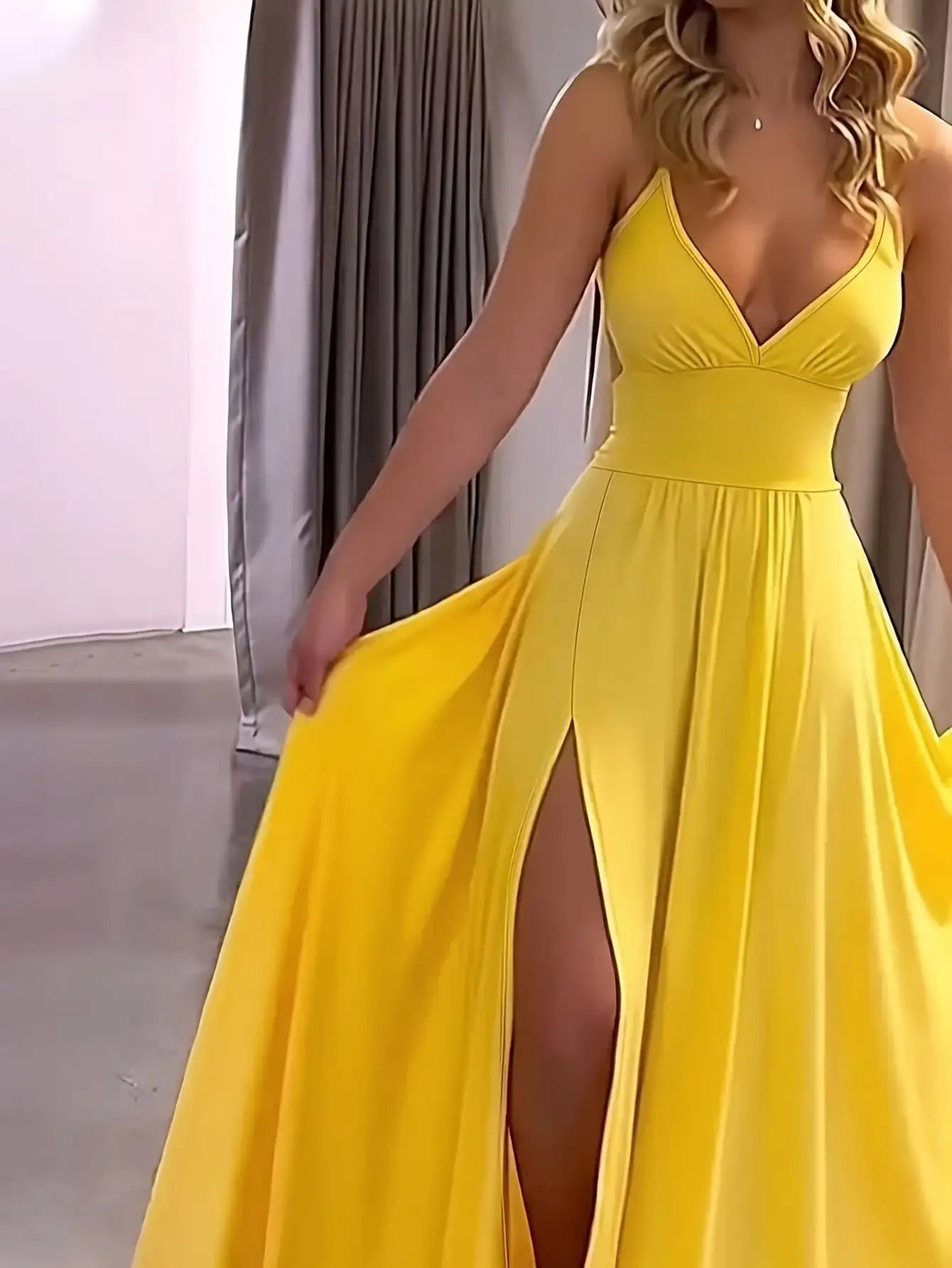 Slit Lace-Up Backless Camisole Dress