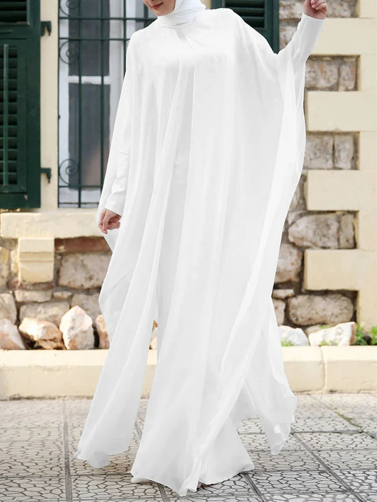 Chiffon Long Sleeve Hijab Abaya Dress