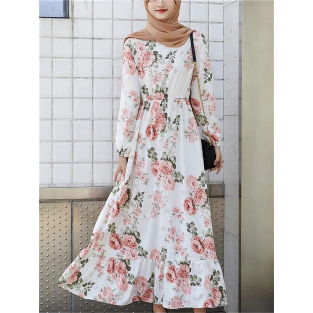 Bohemian Solid Maxi Abaya Dress