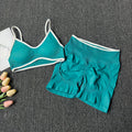 Peach Buttock Yoga Suit Women Gym Seamless Suspender Gathering Bra High Waist Hip Lifting Belly Tightening Shorts Fitness Set