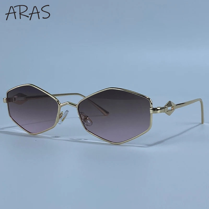 New Vintage Fashion Hexagon Sunglasses Women 2026 Luxury Brand Sexy Punk Rhombus Sun Glasses For Lady Metal Frame Eyewear Shades