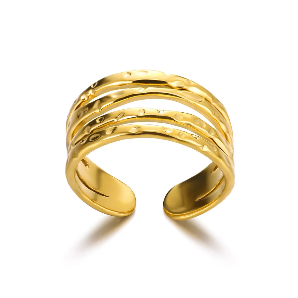Golden Geometric Adjustable Ring