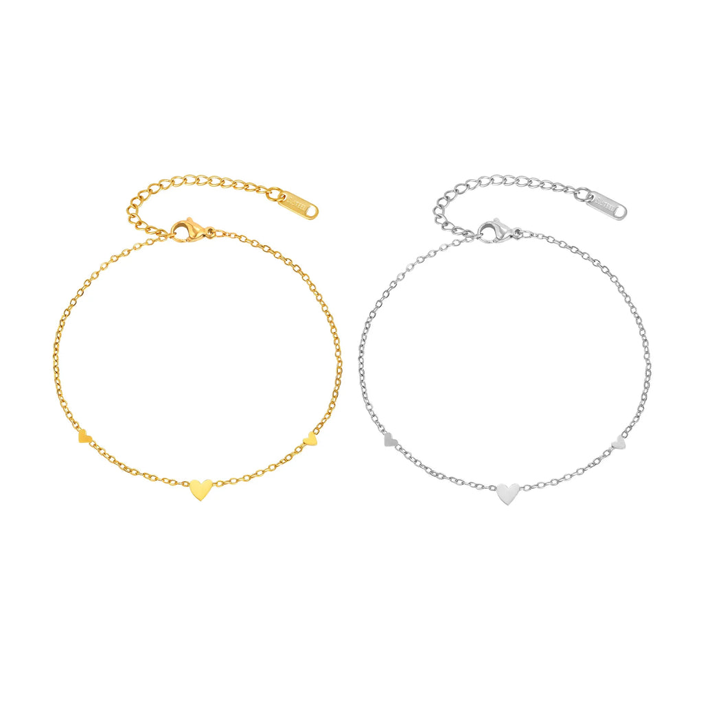 Gold Plated Heart Anklet Bracelet