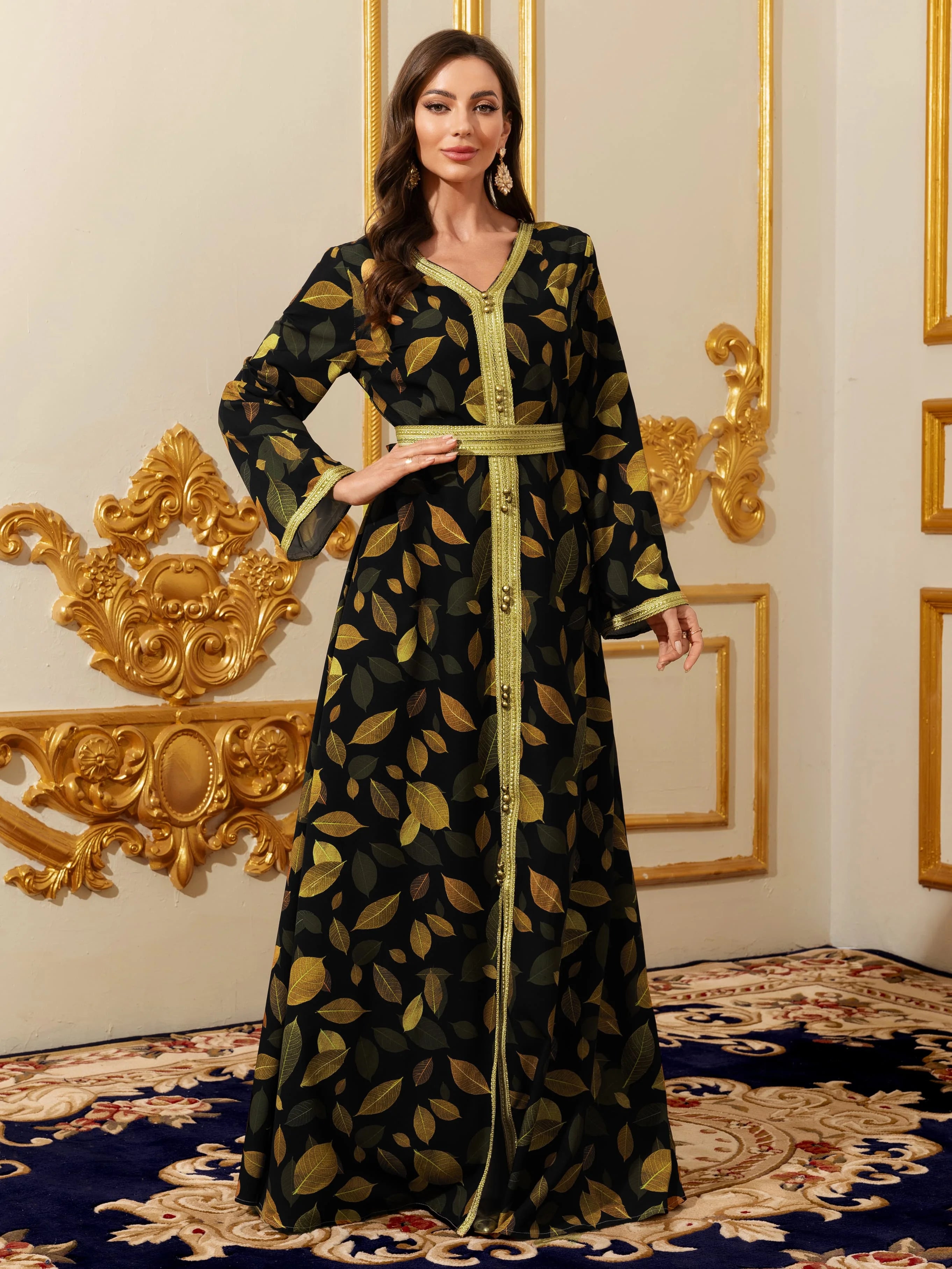 Moroccan Floral Maxi Kaftan Dress