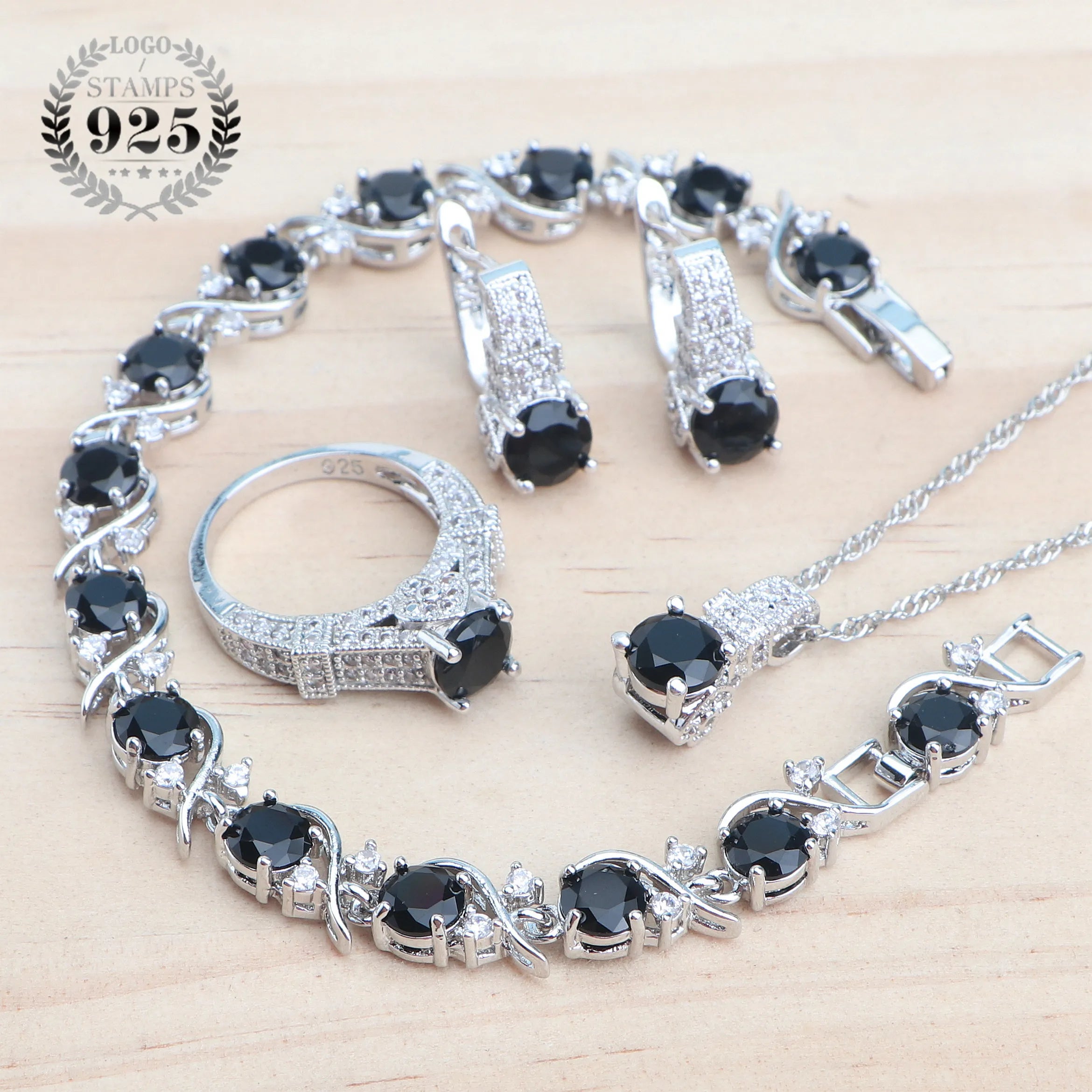 925 Sterling Silver Purple Zircon Jewellery Set