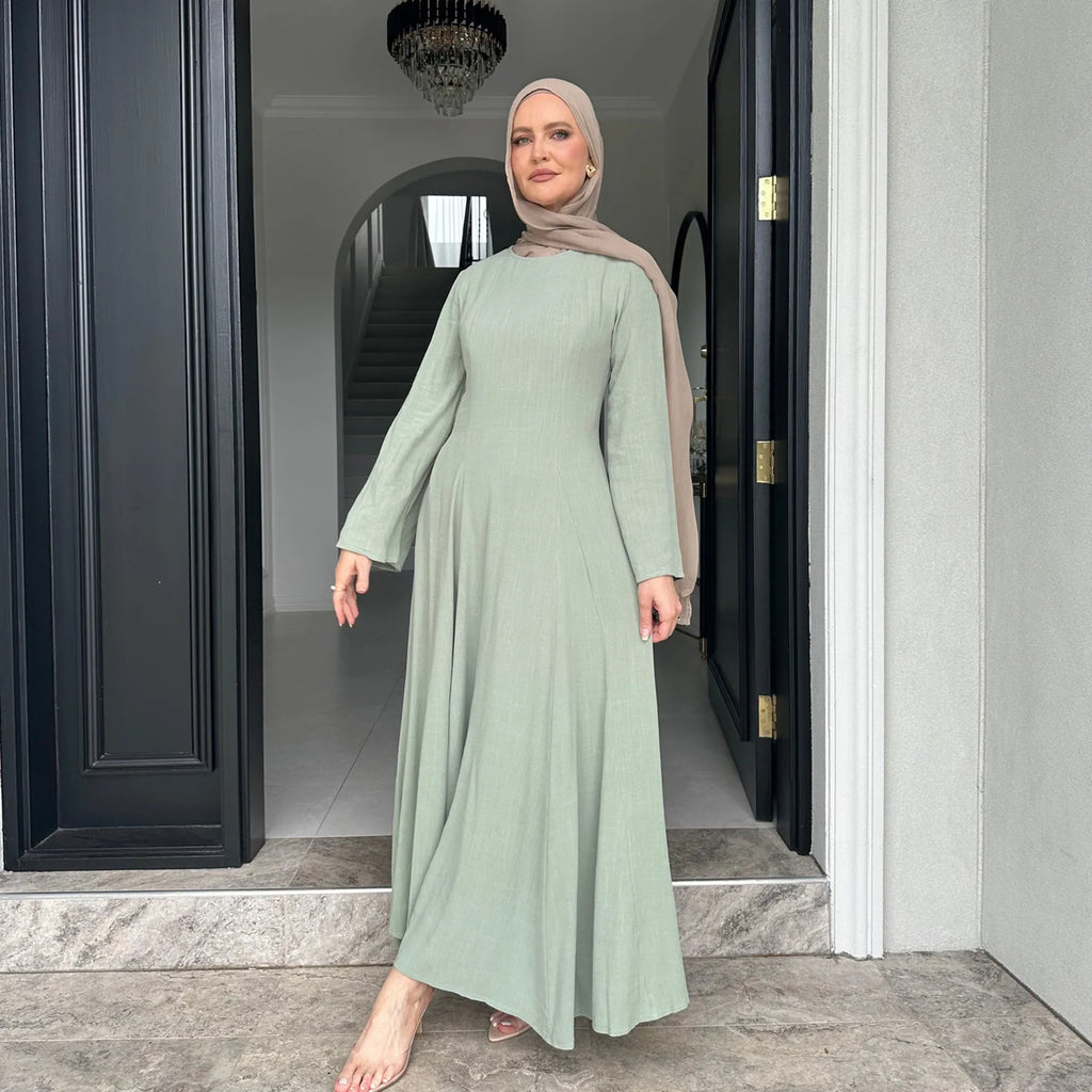 Plain Dubai Abaya Elegant Holiday Kaftan Dress