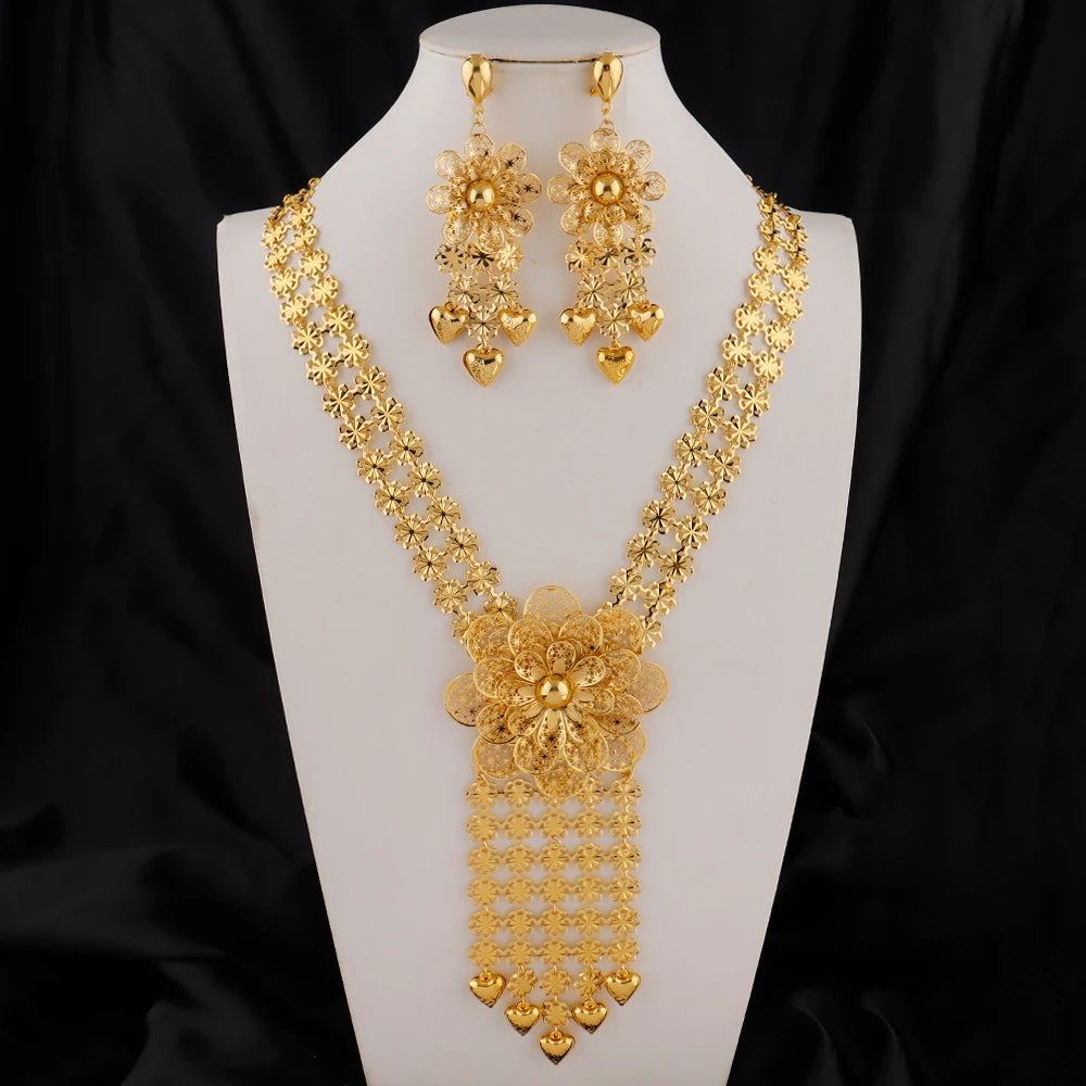 Golden Blossom Necklace Set