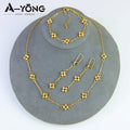 Italian Gold Bead Flower Necklace Set