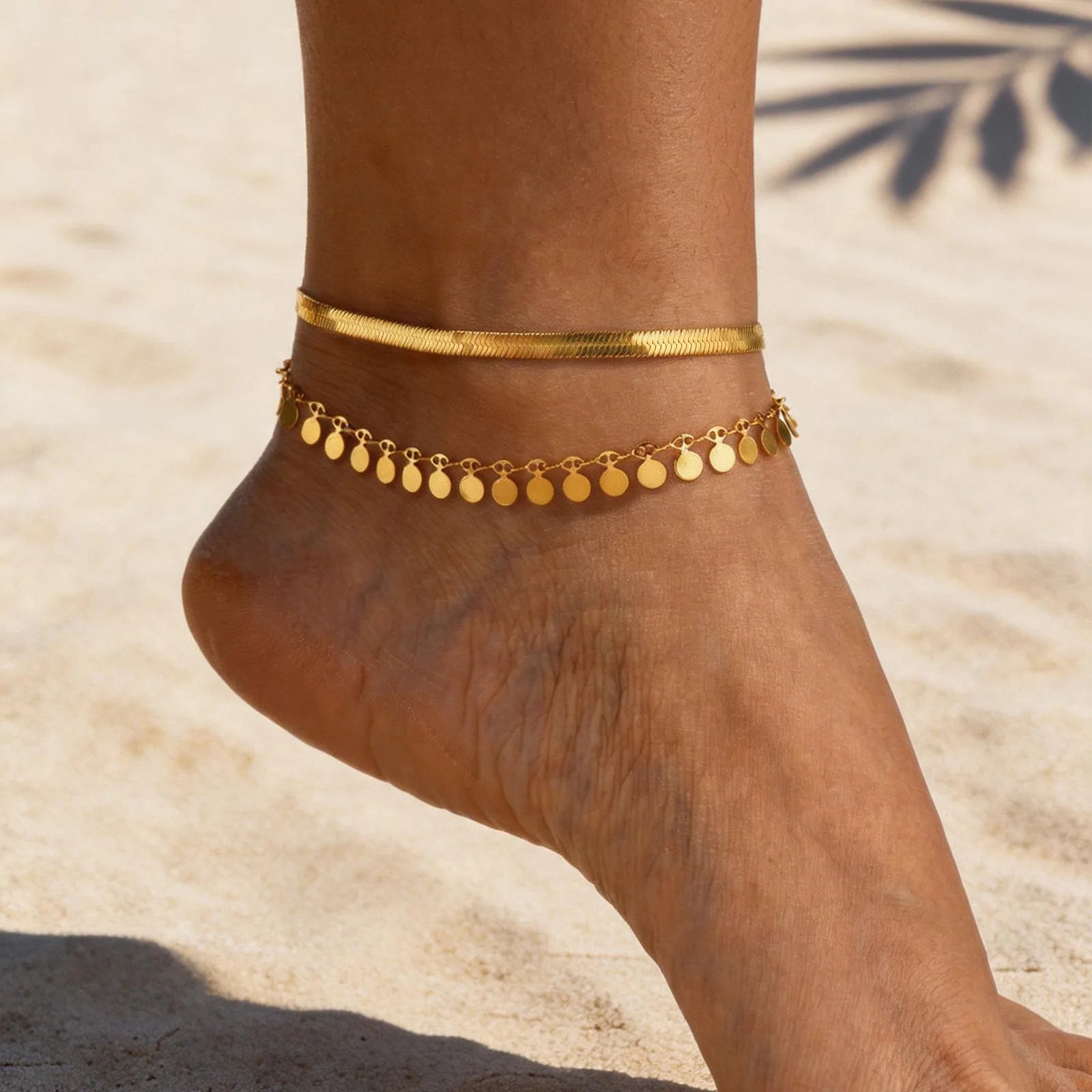 Gold Plated Tassel Blade Chain Anklet