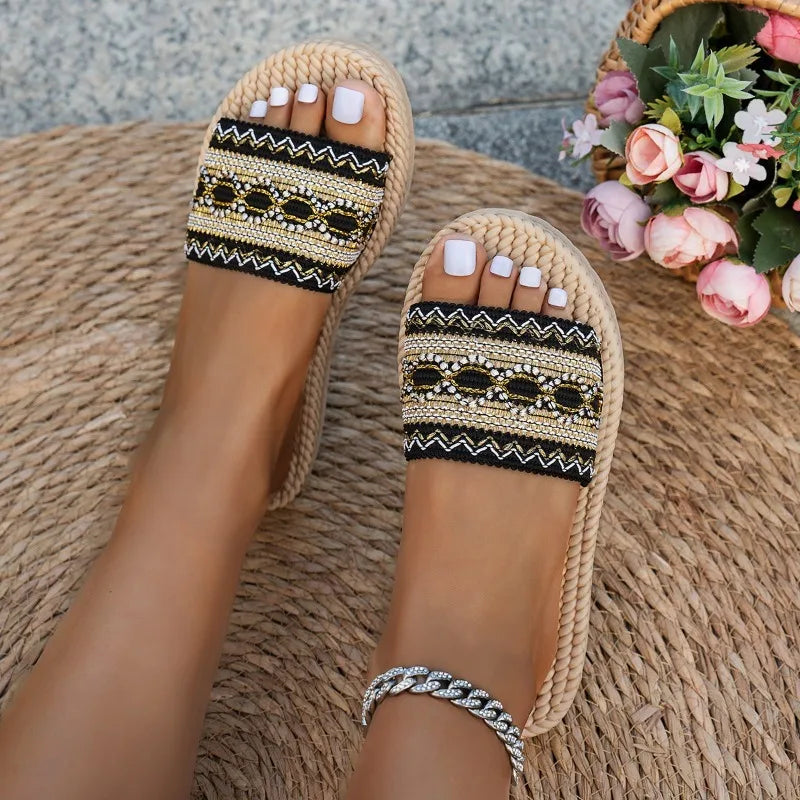 Bohemian Tassel Flat Sandal Slippers