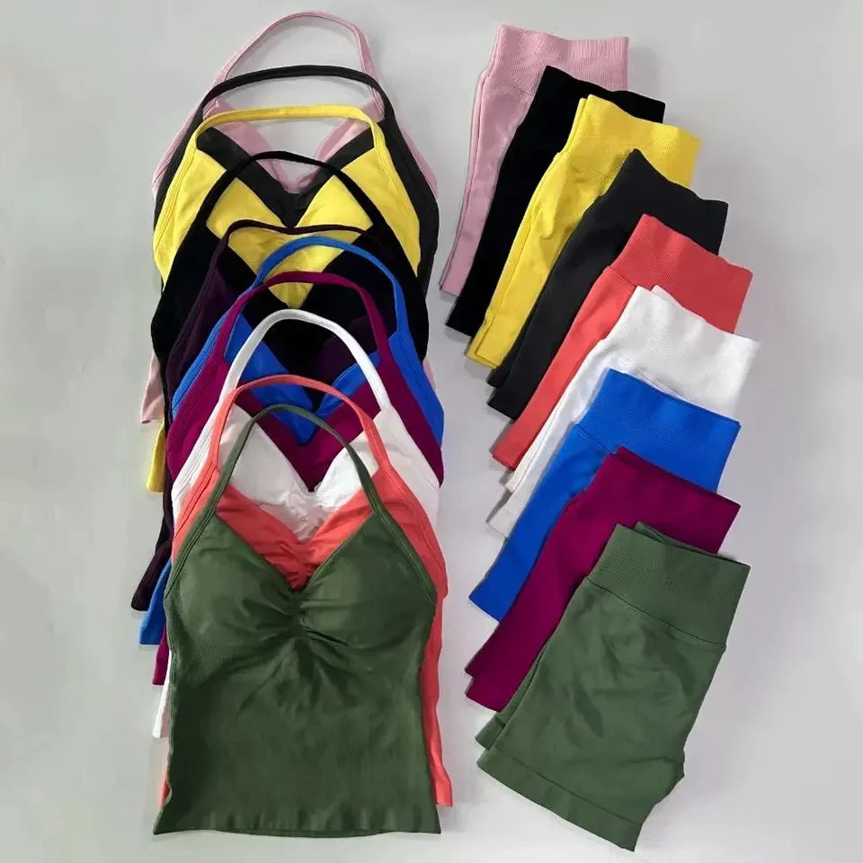 Halter Neck Sports Bra & Shorts Set