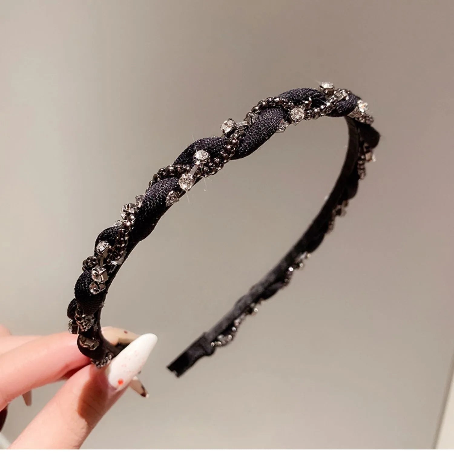 Full Rhinestone Leaf Pearl Headband