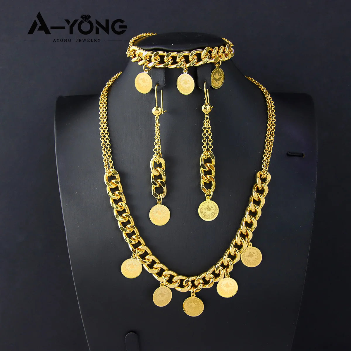 Arabic Gold Coins Necklace Set