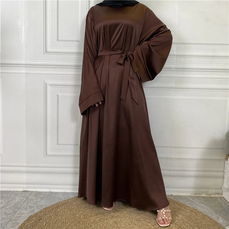 Middle Eastern Satin Long Abaya Dress