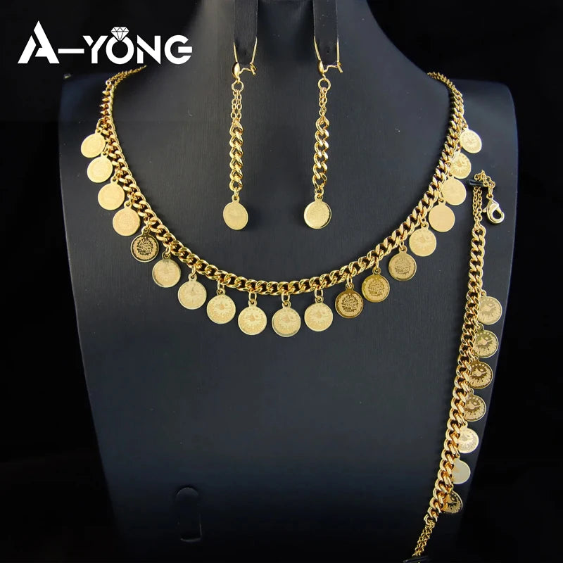 Arabic Gold Coins Necklace Set